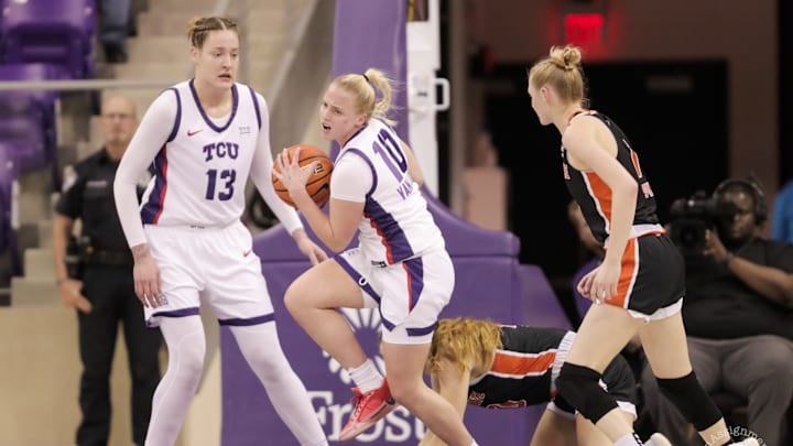 TCU women's basketball Sedona Prince and Hailey Van Lith in the game earlier this season against Idaho State. TCU women's basketball Sedona Prince and Hailey Van Lith in the game earlier this season against Idaho State.
