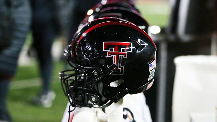 Nov 26, 2022; Lubbock, Texas, USA;  A general view of a Texas Tech Red Raiders helmet during the