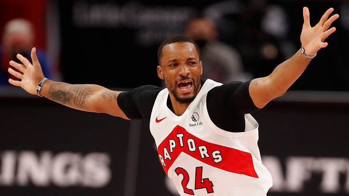 Mar 17, 2021; Detroit, Michigan, USA; Toronto Raptors guard Norman Powell (24) against the Detroit Pistons at Little Caesars Arena. Mandatory Credit: Raj Mehta-USA TODAY Sports Mar 17, 2021; Detroit, Michigan, USA; Toronto Raptors guard Norman Powell (24) against the Detroit Pistons at Little Caesars Arena. Mandatory Credit: Raj Mehta-USA TODAY Sports