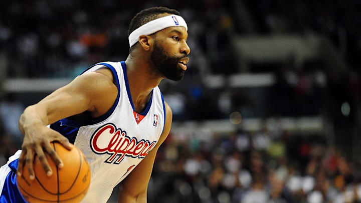 January 16, 2010; Los Angeles, CA, USA; Los Angeles Clippers guard Baron Davis (1) controls the ball against the Cleveland Cavaliers during the second half at the Staples Center. Cleveland defeats Los Angeles 102-101. Mandatory Credit: Gary A. Vasquez-Imagn Images
