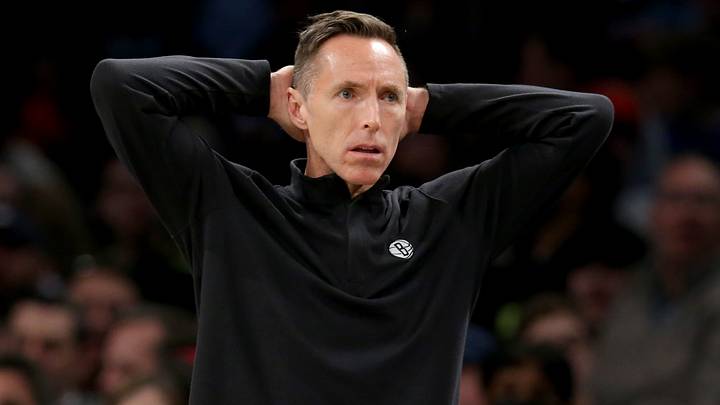 Brooklyn Nets head coach Steve Nash reacts during the first quarter against the Detroit Pistons at Barclays Center on March 29, 2022. Brooklyn Nets head coach Steve Nash reacts during the first quarter against the Detroit Pistons at Barclays Center on March 29, 2022.