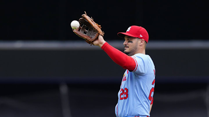 Aug 31, 2024; Bronx, New York, USA; St. Louis Cardinals third baseman Nolan Arenado (28) warms up prior to the game against the New York Yankees at Yankee Stadium. Mandatory Credit: Gregory Fisher-Imagn Images Aug 31, 2024; Bronx, New York, USA; St. Louis Cardinals third baseman Nolan Arenado (28) warms up prior to the game against the New York Yankees at Yankee Stadium. Mandatory Credit: Gregory Fisher-Imagn Images