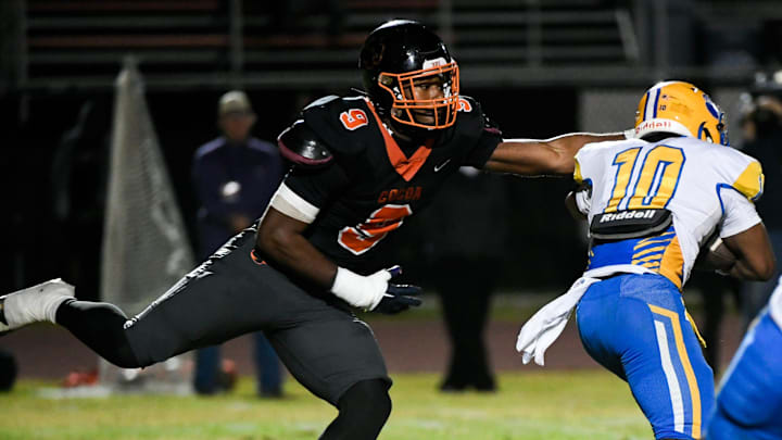Javion Hilson of Cocoa chases down Newberry ballcarrier Jamarcus Wimberly during the FHSAA Class 2A Region 2 finals, Friday, November 29, 2024. Craig Bailey/FLORIDA TODAY via USA TODAY NETWORK
