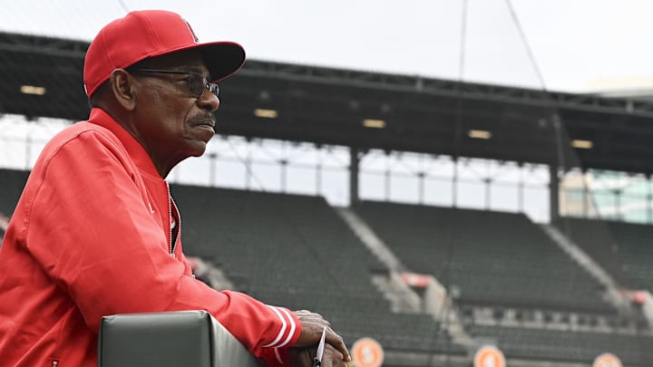 Mar 30, 2024; Baltimore, Maryland, USA;  Los Angeles Angels manger Ron Washington stands