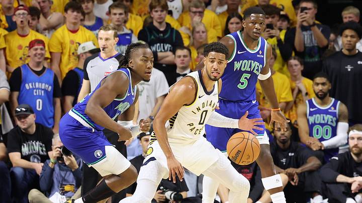 Oct 7, 2026; Ames, Iowa, USA; Indiana Pacers guard Tyrese Haliburton (0) is defended by Minnesota Timberwolves forward Ayo Dosunmu (13) at James H. Hilton Coliseum. Mandatory Credit: Reese Strickland-Imagn Images Oct 7, 2026; Ames, Iowa, USA; Indiana Pacers guard Tyrese Haliburton (0) is defended by Minnesota Timberwolves forward Ayo Dosunmu (13) at James H. Hilton Coliseum. Mandatory Credit: Reese Strickland-Imagn Images