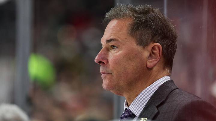 Mar 30, 2024; Saint Paul, Minnesota, USA; Vegas Golden Knights head coach Bruce Cassidy looks on during the second period against the Minnesota Wild at Xcel Energy Center. Mandatory Credit: Matt Krohn-Imagn Images Mar 30, 2024; Saint Paul, Minnesota, USA; Vegas Golden Knights head coach Bruce Cassidy looks on during the second period against the Minnesota Wild at Xcel Energy Center. Mandatory Credit: Matt Krohn-Imagn Images