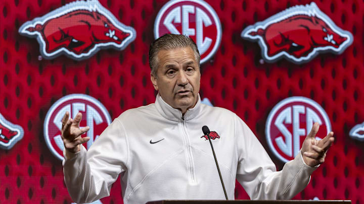 Arkansas Razorbacks head coach John Calipari talks with the media during SEC Media Days at Grand Bohemian Hotel. Arkansas Razorbacks head coach John Calipari talks with the media during SEC Media Days at Grand Bohemian Hotel.