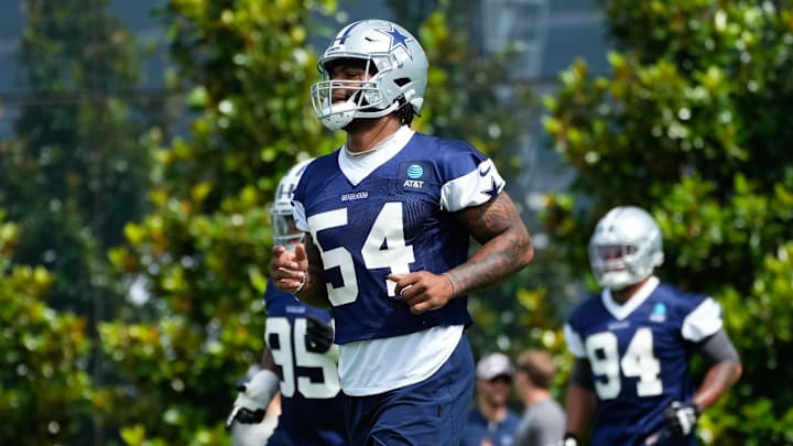 Dallas Cowboys defensive end Sam Williams goes through a drill during practice at the Ford Center at the Star
