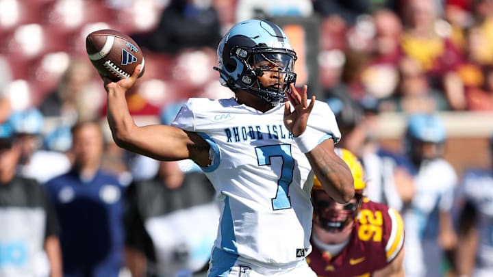 Rhode Island Rams quarterback Devin Farrell (7)