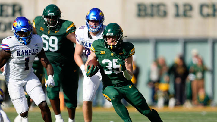 Nov 30, 2024; Waco, Texas, USA;  Baylor Bears running back Dawson Pendergrass (35) 