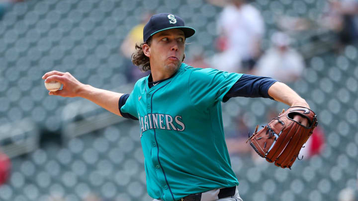 Seattle Mariners starting pitcher Logan Gilbert (36) delivers a pitch against the Minnesota Twins during the first inning at Target Field on May 9. Seattle Mariners starting pitcher Logan Gilbert (36) delivers a pitch against the Minnesota Twins during the first inning at Target Field on May 9.