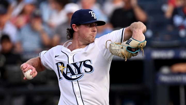 Tampa Bay's Ryan Pepiot (44) set a career high on Monday, pitching eight innings in a 7-1 win over the Baltimore Orioles.
