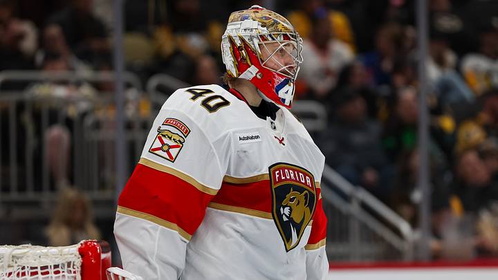 Apr 5, 2026; Pittsburgh, Pennsylvania, USA; Florida Panthers goalie Daniil Tarasov (40) looks on against the Pittsburgh Penguins during the third period at PPG Paints Arena. Mandatory Credit: Mark Alberti-Imagn Images