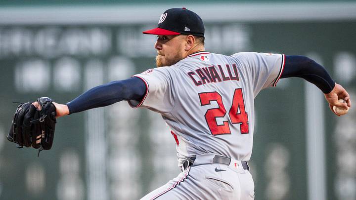 Jun 30, 2026; Boston, Massachusetts, USA; Starter Washington Nationals pitcher Cade Cavalli (24) throws in the first inning against the Boston Red Sox at Fenway Park. Mandatory Credit: Jaiden Tripi-Imagn Images Jun 30, 2026; Boston, Massachusetts, USA; Starter Washington Nationals pitcher Cade Cavalli (24) throws in the first inning against the Boston Red Sox at Fenway Park. Mandatory Credit: Jaiden Tripi-Imagn Images