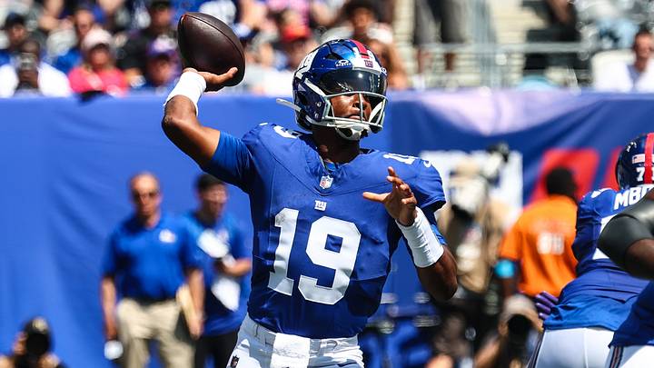 Aug 15, 2026; East Rutherford, New Jersey, USA; New York Giants quarterback Jameis Winston (19) throws the ball during the first half against the Minnesota Vikings at MetLife Stadium. Mandatory Credit: Vincent Carchietta-Imagn Images Aug 15, 2026; East Rutherford, New Jersey, USA; New York Giants quarterback Jameis Winston (19) throws the ball during the first half against the Minnesota Vikings at MetLife Stadium. Mandatory Credit: Vincent Carchietta-Imagn Images