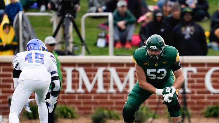 Nov 30, 2024; Waco, Texas, USA; Baylor Bears offensive lineman Campbell Barrington Nov 30, 2024; Waco, Texas, USA; Baylor Bears offensive lineman Campbell Barrington