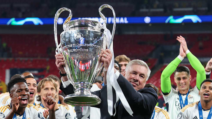 Carlo Ancelotti (center) won three Champions League titles with Real Madrid.
