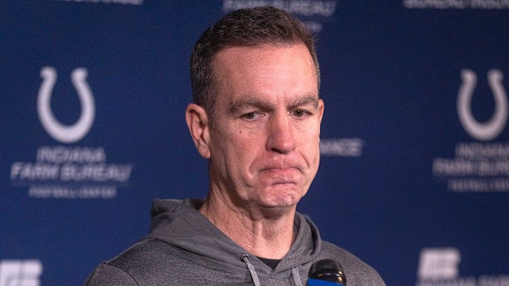 New Indianapolis Colts Defensive Coordinator Lou Anarumo speaks during a press conference Thursday, Jan. 23, 2025 at the Colts practice facility, the Indiana Farm Bureau Football Center.
