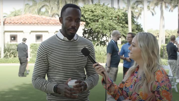Vikings GM Kwesi Adofo-Mensah speaks with VEN's Tatum Everett at the NFL's annual league meeting in Palm Beach, FL.