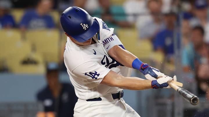 Sep 4, 2026; Los Angeles, California, USA;  Los Angeles Dodgers catcher Will Smith (16) is out on a batted ball during the first inning against the Washington Nationals at UNIQLO Field at Dodger Stadium.  Mandatory Credit: Kiyoshi Mio-Imagn Images