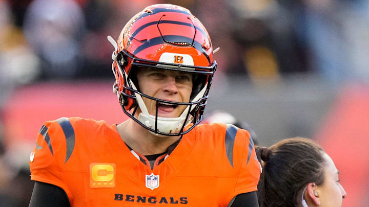 Cincinnati Bengals quarterback Joe Burrow (9) shouts back to the sideline between plays in the fourth quarter of the NFL Week 13 game between the Cincinnati Bengals and the Pittsburgh Steelers at Paycor Stadium in downtown Cincinnati on Sunday, Dec. 1, 2024. The Steelers won 44-38.
