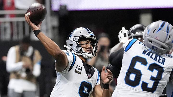 Panthers quarterback Bryce Young passed for 287 yards and three touchdowns in Carolina's win over Atlanta on Sunday. Panthers quarterback Bryce Young passed for 287 yards and three touchdowns in Carolina's win over Atlanta on Sunday.