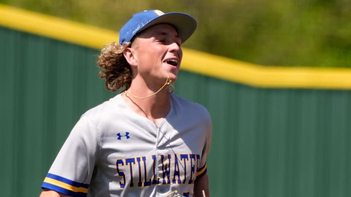 Ethan Holliday during the high school baseball game between Dale and Stillwater at Carl Albert High School in Midwest City, Friday, April, 11, 2025.