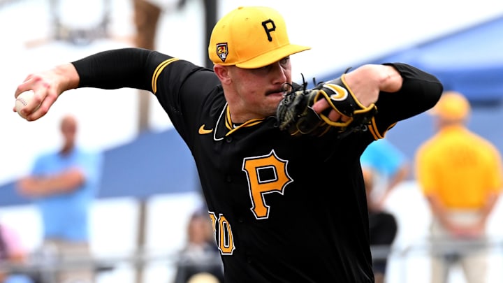 Pittsburgh Pirates pitcher Paul Skenes (30) throws a pitch