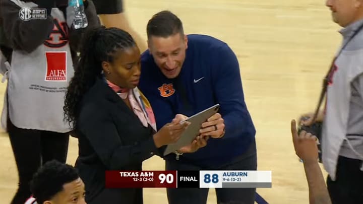 Steven Pearl had to plead his case to someone after an Auburn buzzer-beater was waved off. 