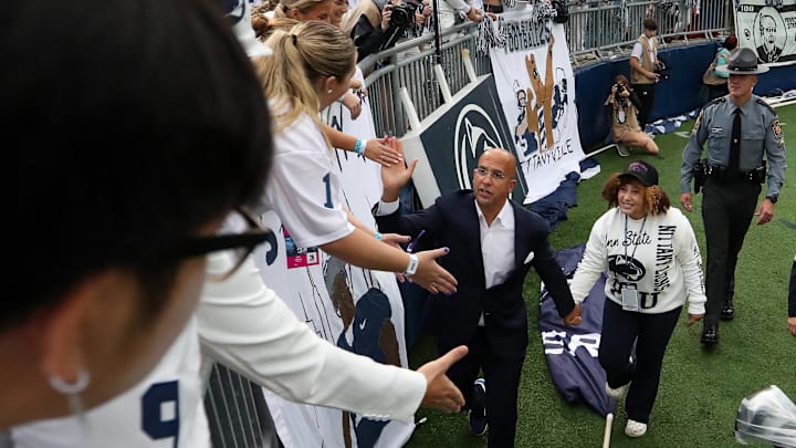 Penn State coach James Franklin shakes hands with students prior to a game against the Illinois Fighting Illini at Beaver Stadium. Penn State coach James Franklin shakes hands with students prior to a game against the Illinois Fighting Illini at Beaver Stadium.