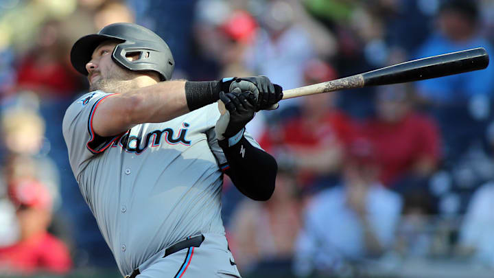 Miami Marlins third baseman Jake Burger (36) during the first inning against the Washington Nationals, at Nationals Park in 2024.