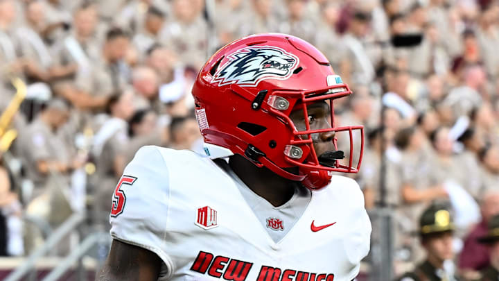 Sep 2, 2023; College Station, Texas, USA; New Mexico Lobos running back Jacory Croskey-Merritt (5)