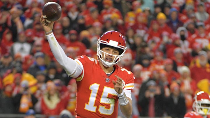 Dec 30, 2018; Kansas City, MO, USA; Kansas City Chiefs quarterback Patrick Mahomes (15) throws a pass during the second half against the Oakland Raiders at Arrowhead Stadium. The Chiefs won 35-3. Mandatory Credit: Denny Medley-Imagn Images Dec 30, 2018; Kansas City, MO, USA; Kansas City Chiefs quarterback Patrick Mahomes (15) throws a pass during the second half against the Oakland Raiders at Arrowhead Stadium. The Chiefs won 35-3. Mandatory Credit: Denny Medley-Imagn Images