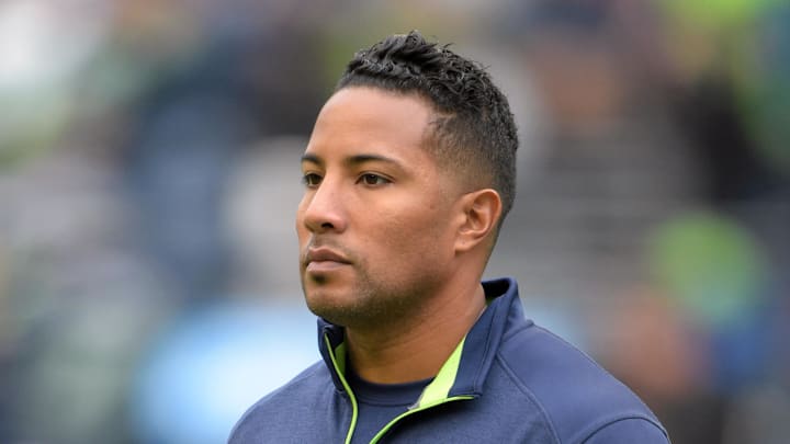 Nov 2, 2014; Seattle, WA, USA; Seattle Seahawks assistant special teams coach Chad Morton before the game against the Oakland Raiders at CenturyLink Field. Mandatory Credit: Kirby Lee-Imagn Images

