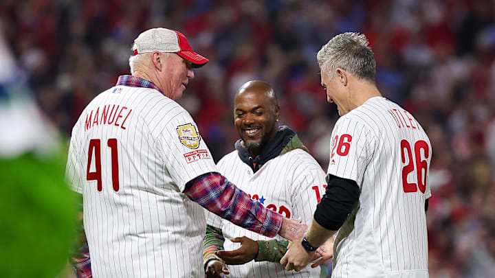 Nov 2, 2022; Philadelphia, Pennsylvania, USA; Former Philadelphia Phillies manager Charlie Manuel