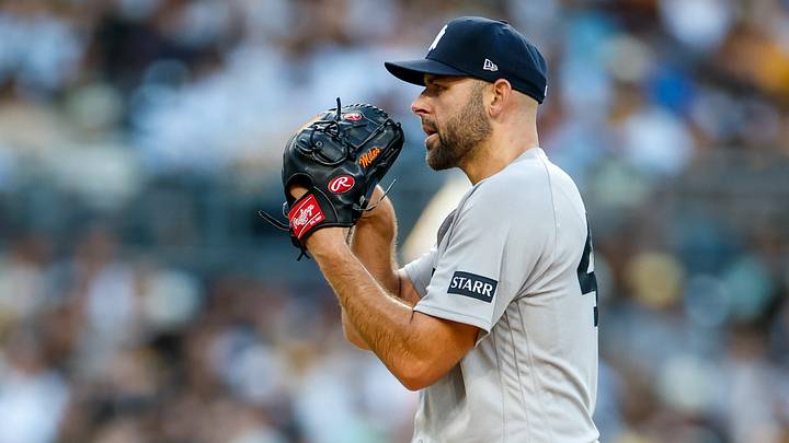 Sep 5, 2026; San Diego, California, USA; New York Yankees relief pitcher Michael Fulmer (43) throws a pitch during the sixth inning against the San Diego Padres at Petco Park. Mandatory Credit: David Frerker-Imagn Images Sep 5, 2026; San Diego, California, USA; New York Yankees relief pitcher Michael Fulmer (43) throws a pitch during the sixth inning against the San Diego Padres at Petco Park. Mandatory Credit: David Frerker-Imagn Images