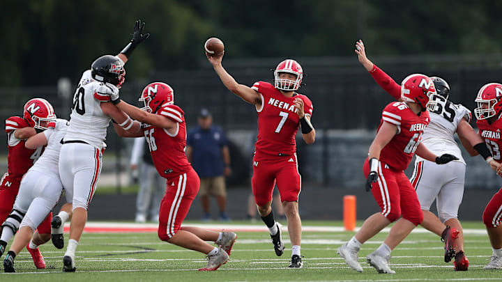 Neenah High School’s Ashton VanBeek (7) against Muskego High School during their football game on Friday, August 22, 2025 in Neenah, Wisconsin. Neenah defeated Muskego 14-13.
Wm. Glasheen USA TODAY NETWORK-Wisconsin