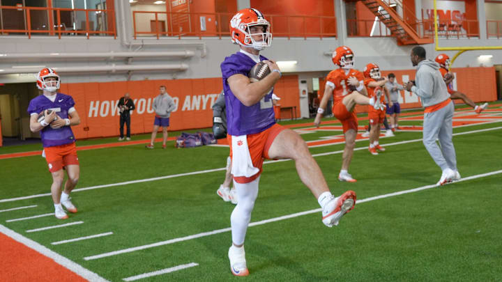 Clemson quarterback Tait Reynolds was present in the second team's tempo drills during Monday's practice viewing. 