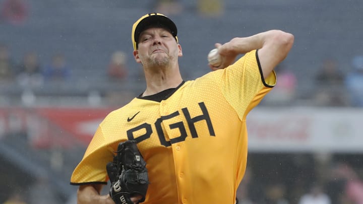 Jun 27, 2023; Pittsburgh, Pennsylvania, USA;  Pittsburgh Pirates starting pitcher Rich Hill (44 )