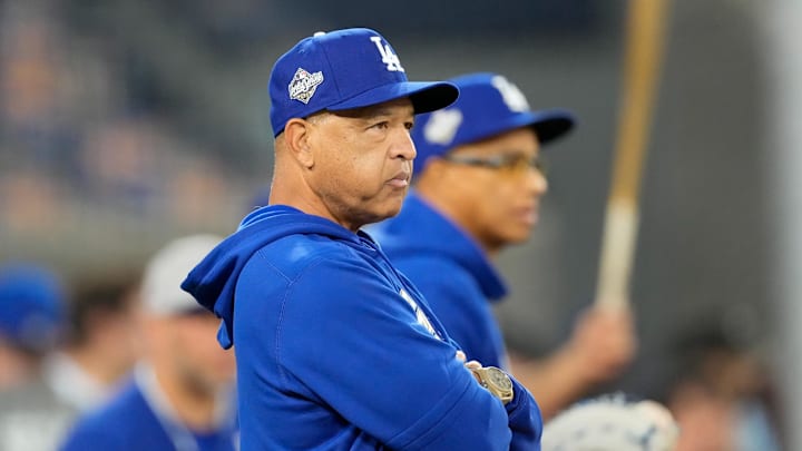 Oct 24, 2025; Toronto, Ontario, CAN; Los Angeles Dodgers manager Dave Roberts (30) looks on during batting practice prior to game one of the 2025 MLB World Series against the Toronto Blue Jays at Rogers Centre. Mandatory Credit: Kevin Sousa-Imagn Images Oct 24, 2025; Toronto, Ontario, CAN; Los Angeles Dodgers manager Dave Roberts (30) looks on during batting practice prior to game one of the 2025 MLB World Series against the Toronto Blue Jays at Rogers Centre. Mandatory Credit: Kevin Sousa-Imagn Images