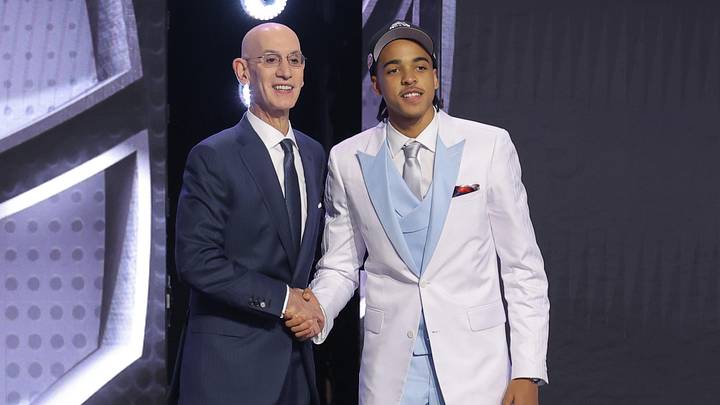 Jun 23, 2026; New York, NY, USA; NBA commissioner Adam Silver greets the sixth pick in the 2026 NBA draft, Louisville guard Mikel Brown Jr.after he was selected by the Brooklyn Nets at Barclays Center. Mandatory Credit: Brad Penner-Imagn Images Jun 23, 2026; New York, NY, USA; NBA commissioner Adam Silver greets the sixth pick in the 2026 NBA draft, Louisville guard Mikel Brown Jr.after he was selected by the Brooklyn Nets at Barclays Center. Mandatory Credit: Brad Penner-Imagn Images
