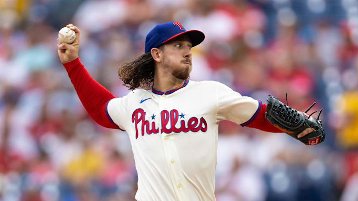 Aug 23, 2023; Philadelphia, Pennsylvania, USA; Philadelphia Phillies starting pitcher Michael Aug 23, 2023; Philadelphia, Pennsylvania, USA; Philadelphia Phillies starting pitcher Michael