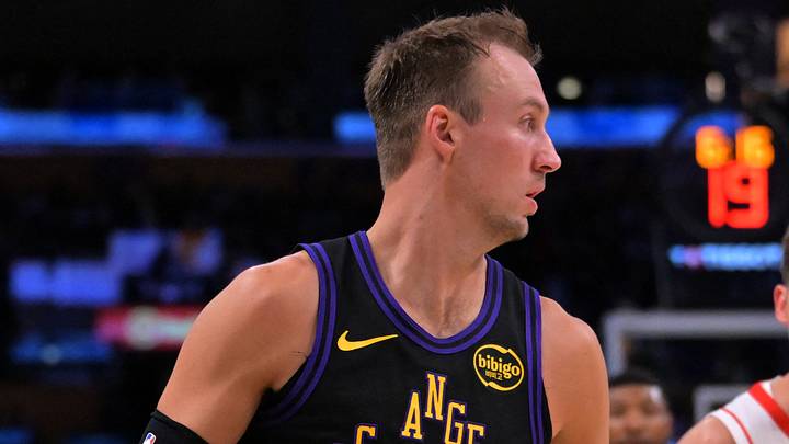 Apr 21, 2026; Los Angeles, California, USA; Los Angeles Lakers guard Luke Kennard (10) is defended by Houston Rockets guard Reed Sheppard (15) in the first half of game two of the first round of the 2026 NBA Playoffs at Crypto.com Arena. Mandatory Credit: Jayne Kamin-Oncea-Imagn Images