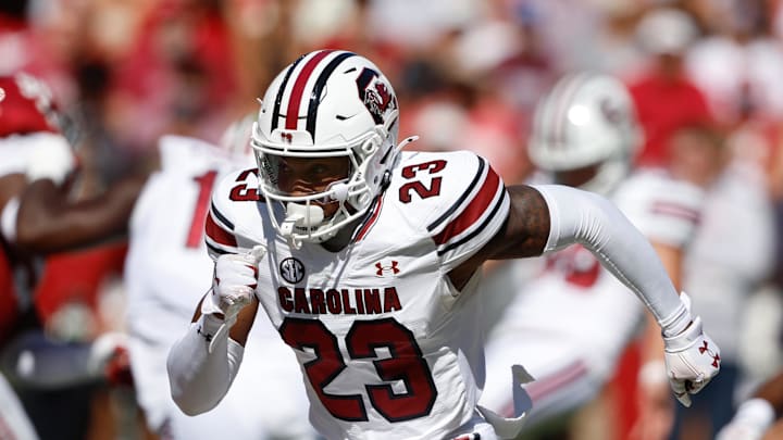 Oct 12, 2024; Tuscaloosa, Alabama, USA;  South Carolina Gamecocks defensive back Gerald Kilgore (23) during the first half at Bryant-Denny Stadium. Mandatory Credit: Butch Dill-Imagn Images