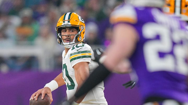 Green Bay Packers quarterback Jordan Love (10) looks to pass against Minnesota Vikings last season. Green Bay Packers quarterback Jordan Love (10) looks to pass against Minnesota Vikings last season.