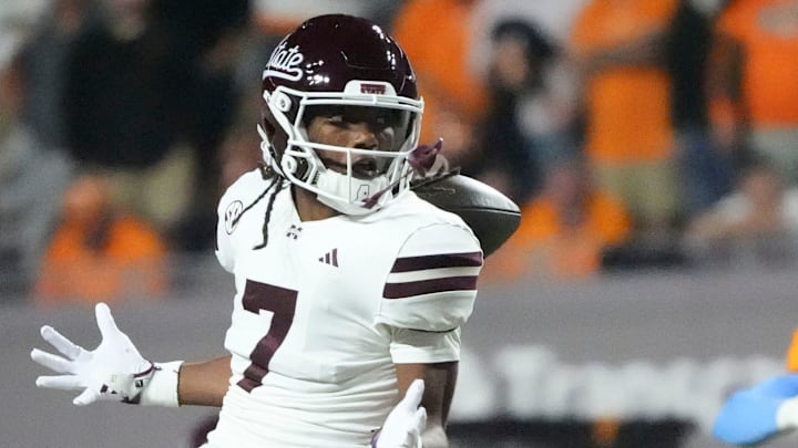 Mississippi State Bulldogs wide receiver Mario Craver (7) looks for the ball as is falls behind him against the Tennessee Volunteers during the second half at Neyland Stadium. Mississippi State Bulldogs wide receiver Mario Craver (7) looks for the ball as is falls behind him against the Tennessee Volunteers during the second half at Neyland Stadium.