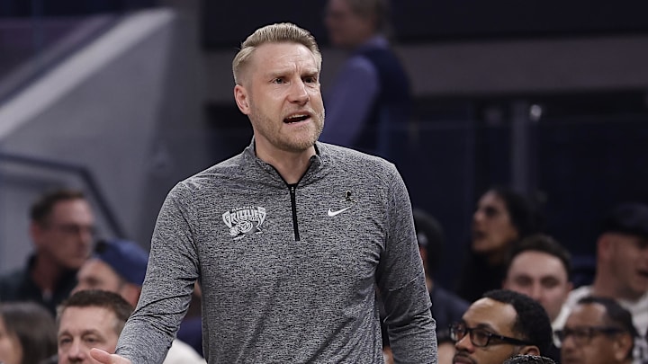 Feb 9, 2026; San Francisco, California, USA; Memphis Grizzlies head coach Tuomas Iisalo on the sideline during the first quarter against the Golden State Warriors at Chase Center. Mandatory Credit: Kelley L Cox-Imagn Images