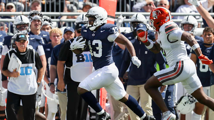 Penn State Nittany Lions running back Kaytron Allen rushes during the first quarter against the Bowling Green Falcons at Beaver Stadium. Penn State Nittany Lions running back Kaytron Allen rushes during the first quarter against the Bowling Green Falcons at Beaver Stadium.