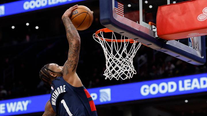 Dec 1, 2025; Washington, District of Columbia, USA; Washington Wizards forward Cam Whitmore (1) dunks the ball against the Milwaukee Bucks in the second half at Capital One Arena. Mandatory Credit: Geoff Burke-Imagn Images Dec 1, 2025; Washington, District of Columbia, USA; Washington Wizards forward Cam Whitmore (1) dunks the ball against the Milwaukee Bucks in the second half at Capital One Arena. Mandatory Credit: Geoff Burke-Imagn Images