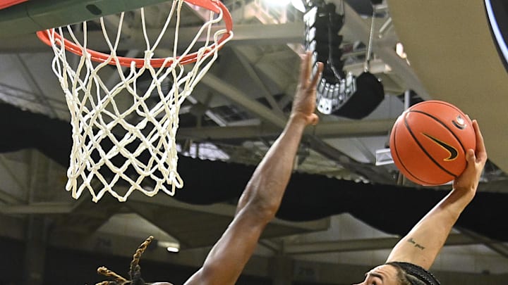 Jan 30, 2024; East Lansing, Michigan, USA; Michigan Wolverines forward Olivier Nkamhoua (13) gets